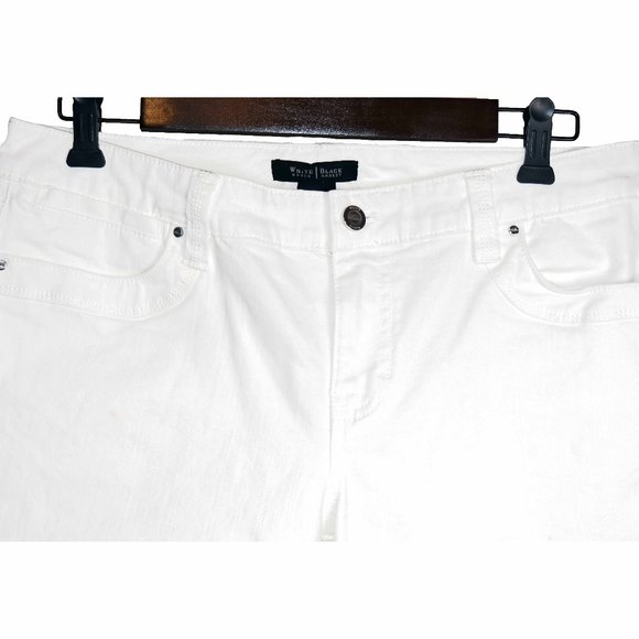 Amazing WHBM Blanc White Denim Raw Hem Cuffs Capri Jeans Size 10 GUC - Picture 2 of 14